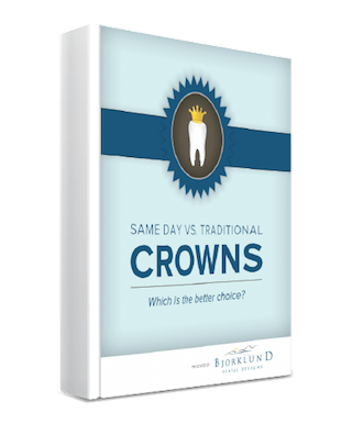 Homepage preview of a free eBook fom this dentist in Wayzata, MN titled Same Day vs Traditional Crowns: Which is the Better Choice?